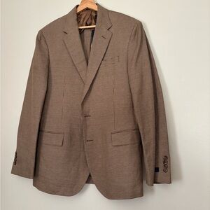 Ralph Lauren Tan Soft Houndstooth Linen Cotton Blend Sports Coat